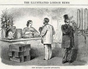 Nowy ruchomy aparat gazowy, zaczerpnięty z London Illustrated News autorstwa English School