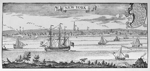 Nowy Jork w 1732 r., ilustracja z tomu V „Narrative and Critical History of America”, 1887 (rycina) autorstwa English School