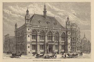 Nowe budynki City of London School: Front na Victoria Thames Embankment autorstwa English School