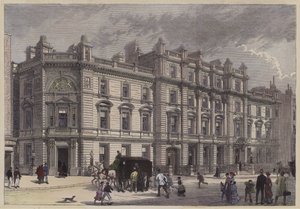 Nowy gmach sądu i posterunek policji, Bow Street, Londyn, c1880 (kolorowy grawerunek) autorstwa English School