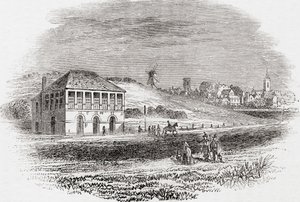 Tor wyścigowy Newmarket, Newmarket, Anglia w czasach Karola I, ze strony Old England: A Pictorial Museum, pub. 1847 autorstwa English School