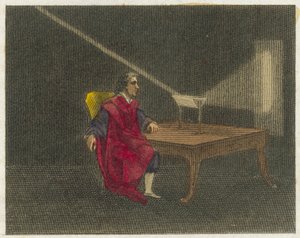 Newton odkrywający naturę światła (kolorowa rycina) autorstwa English School