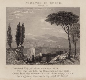 Niniwa w ruinie, Nahum III (rycina) autorstwa English School