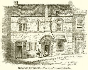 Norman Dwelling. — Dom Żydów, Lincoln autorstwa English School