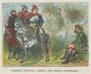 Normański rycerz, ksiądz i saksoński świniopas autorstwa English School