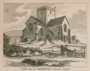 Widok na północno-zachodni kościół Poynings w Poynings autorstwa English School