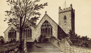 North Devon: Ilfracombe Parish Church, Holy Trinity (litografia) autorstwa English School