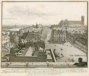 Widok północny na Westminster z dachu Domu Bankietowego, Whitehall autorstwa English School