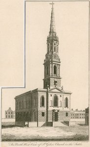 Północno-zachodni widok na kościół St Giles na polach, Londyn autorstwa English School