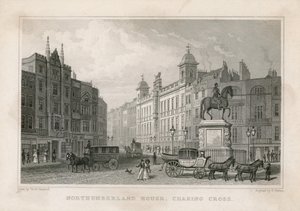 Northumberland House, Charing Cross. Biuro Loterii Bishs, nr 9 Charing Cross, znajduje się tuż obok hotelu Golden Cross autorstwa English School