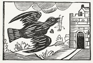 Teraz przez kruka o wielkiej sile, Away biedny Tom został uniesiony, ilustracja z książki rozdziałów XVIII wieku autorstwa Johna Ashtona, wyd. 1882 autorstwa English School