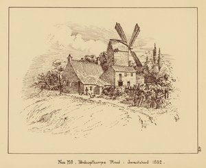 Nun Mill, Bishopthorpe Road, zburzony w 1882 r. (litografia) autorstwa English School