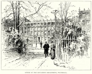 Biuro Departamentu Edukacji, Whitehall (grawerunek) autorstwa English School