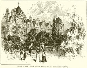 Biuro Rady Szkolnej Londynu, Thames Embankment (1892) autorstwa English School