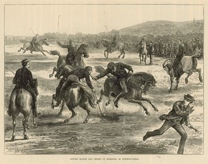 Funkcjonariusze grający w polo (hokej na koniu) na Woolwich Common autorstwa English School