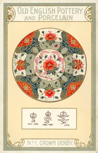 Staroangielska ceramika i porcelana: Crown Derby (kolorowa litografia) autorstwa English School
