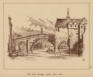 Old Ouse Bridge, rozebrany w 1809 r. (litografia) autorstwa English School