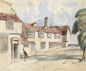 Old Pied Bull, Islington (tył) (wc na papierze) autorstwa English School