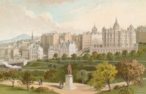 Stare Miasto w Edynburgu z Princes Street Gardens autorstwa English School