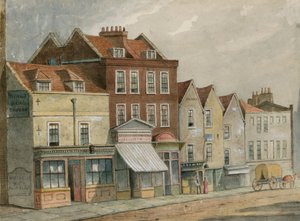 Stare domy na Upper Street, Islington, naprzeciwko kościoła (wc na papierze) autorstwa English School