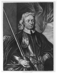 Oliver Cromwell (1599-1658) ilustracja z „Portrety postaci wybitnych w historii Wielkiej Brytanii”, grawerowana przez Richarda Dunkartona (1744-c.1817) (mezzotinta) autorstwa English School