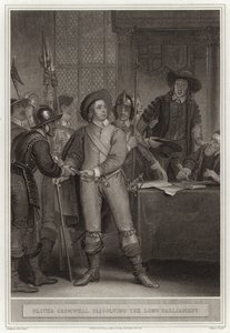 Oliver Cromwell rozwiązuje Długi Parlament autorstwa English School