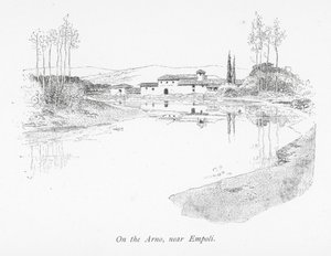Nad rzeką Arno, w pobliżu Empoli (litografia) autorstwa English School