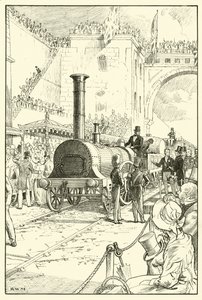 Otwarcie Liverpool & Manchester Railway (tusz na papierze) autorstwa English School