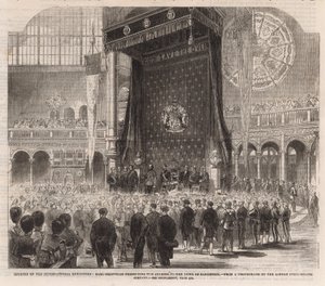Otwarcie Wystawy Międzynarodowej; Earl Granville przedstawia adres księciu Cambridge autorstwa English School