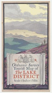 Ordnance Survey Turystyczna mapa Pojezierza, ok.1920 (kolor lito) autorstwa English School