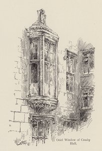 Okno Oriel w Crosby Hall, zwrócone w stronę Great St Helen