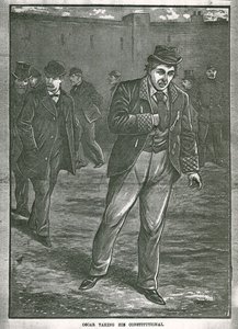 Oscar Wilde biorący swój konstytucyjny autorstwa English School