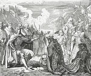 Ottokar II z Czech składa hołd Rudolfowi I, królowi Niemiec w 1276, 1882 autorstwa English School