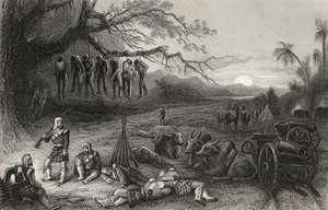 Zewnętrzna pikieta Brygady Górskiej w Benares, z "Historii buntu indyjskiego" opublikowanej w 1858 r. autorstwa English School