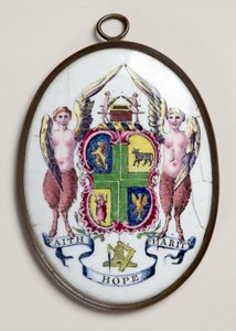 Owalna tablica z odznaką masonów (emalia) autorstwa English School