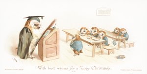Sowa uczy Owlets w klasie! Kartka świąteczna autorstwa English School