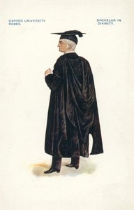 Oxford University Robes: Bachelor in Divinity (kolorowa litografia) autorstwa English School
