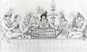 Padean Minstrels podczas występu w Vauxhall Gardens w Londynie (grawerowanie) autorstwa English School