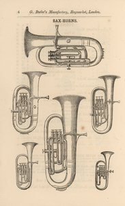 Strona z Ilustrowanego Katalogu Instrumentów Muzycznych G Butlera (rycina) autorstwa English School