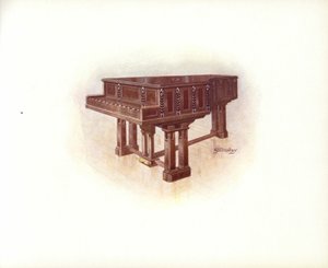 Strona z katalogu sztuki Steinway & Sons (kolor lito) autorstwa English School