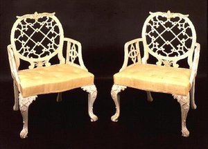 Para malowanych i rzeźbionych foteli, Jerzy III, koniec XVIII w. autorstwa English School