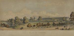 Pałac Przemysłu; Widok z mostu, Hyde Park, 1851 autorstwa English School