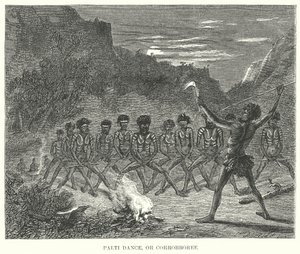 Taniec Palti lub Corrobboree (rycina) autorstwa English School