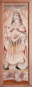 Tablica haftowana z portretem Karola II (1630-85) ok. 1660 (jedwab na satynie) autorstwa English School