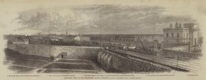 Panoramiczny widok na Broadstone Railway Terminus autorstwa English School