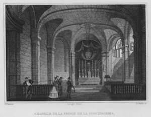 Paryż, Kaplica Więzienia Conciergerie (rycina) autorstwa English School