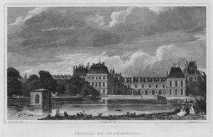 Paryż, Chateau De Fontainebleau (grafika) autorstwa English School