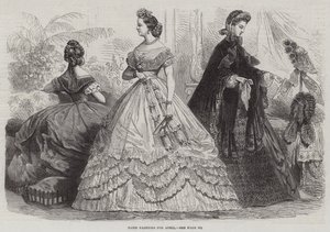 Paris Fashions na kwiecień (grawerowanie) autorstwa English School