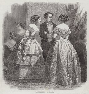 Paris Fashions na marzec (grawerowanie) autorstwa English School