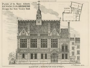 Parafia St Mary Abbots, Kensington, projekt dla New Vestry Hall autorstwa English School
